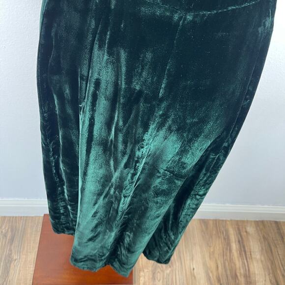 Vintage 80s 90s Donna Ricco Emerald Green Velvet Midi Dress Tie Waist Women's 8 - Picture 8 of 15
